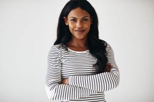 african american female entrepreneur standing P422K52